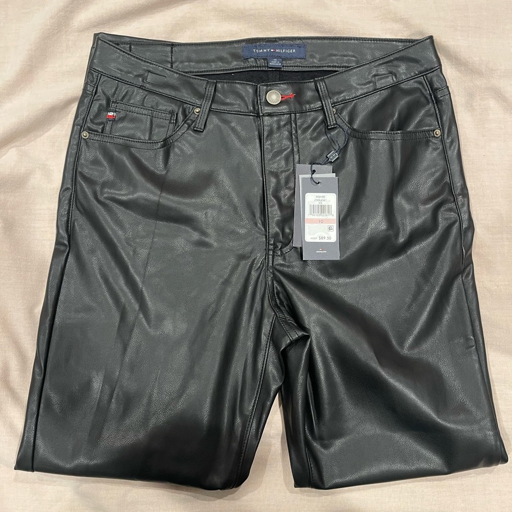 Tommy Hilfiger Tribeca faux leather skinny ankle pants. - Picture 2 of 5